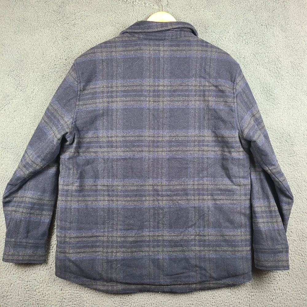 Banana Republic Mens Quilted Wool Blend Shacket Navy Plaid Jacket 736723-01 L